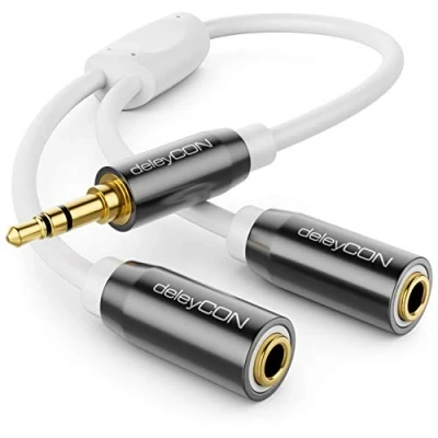 Abbildung von deleyCON 0,20m Audio Y Splitter Kabel aux 3,5mm Klinke Stecker auf 2X Buchse Stereo Adapter