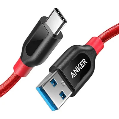Abbildung von Anker PowerLine+ 90cm USB C Kabel auf 3.0 A, sehr Beständig für Typ Geräte Inklusive Galaxy S8, S8+,S9,S10, MacBook, Sony XZ, LG V20 G5 G6, HTC 10, Xiaomi 5 usw. (Rot)