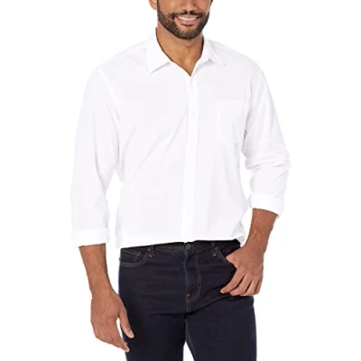 Abbildung von Amazon Essentials Herren Lässiges langärmeliges Popeline Hemd Normale Passform, Weiß, XL