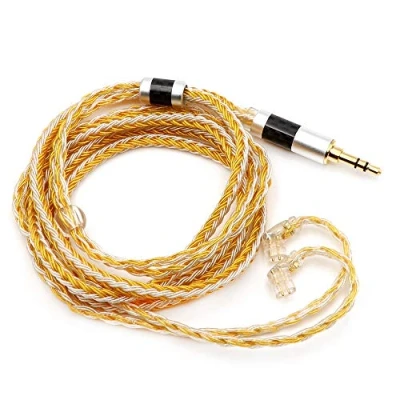 Abbildung von LINSOUL Tripowin Zonie 16 Core Silver Plated Cable SPC Ohrhörerkabel fürKZ ZS10 Pro, ZSX, ZSN Pro NF2u, Recessed 2pin IEMs (Recessed 2pin, 3.5mm, Gold)