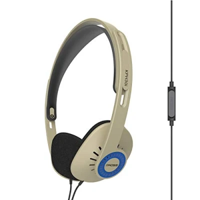 Abbildung von Koss KPH30iRB On Ear Kopfhörer, In Line Mikrofon und Touch Fernbedienung, D Profil Design, verkabelt mit 3,5mm Stecker, Rhythm Beige