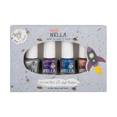 Abbildung von Miss Nella magische Safari Glitzer Nagellack 4er Set: rosa, rot Lila &amp; blau, abziehbarer speziell für Kinder, Peel Off Formel, ungiftig, wasserbasiert und geruchsneutral (Space)