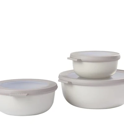 Abbildung von Mepal Multischale Cirqula Round 3 teiliges Set Vorratsdosen mit Deckel Geignet als Aufbewahrungsbox, Kuhlschrank, Gefrierschrank &amp; Mikrowellengeschirr 350 ml, 750 ml 1250 Nordic White