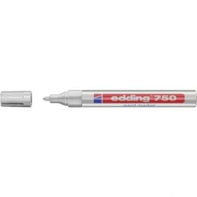 Abbildung von edding 750 Lackmarker silber 1 Stift Rundspitze 2 4 mm Lackstift zur Markierung und Beschriftung von Metall, Glas, Stein oder Kunststoff hitzebeständig, permanent, wisch wasserfest