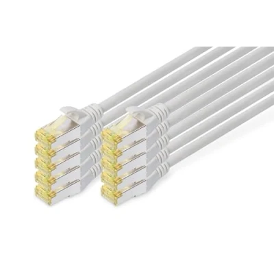 Abbildung von DIGITUS LAN Kabel Cat 6A 0,5m 10 Stück RJ45 Netzwerkkabel S/FTP Geschirmt Kompatibel zu 6 &amp; 7 Grau