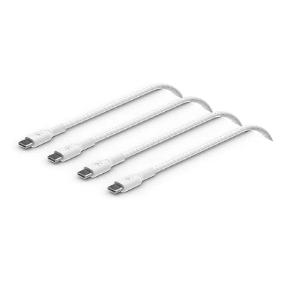Abbildung von Belkin BoostCharge geflochtenes USB C /USB Ladekabel, Schnellladekabel für iPhone 16, 15, Samsung Galaxy S24, S24 Ultra, Note, Google Pixel, iPad, Nintendo Switch, 2 m, 2er Pack Weiß