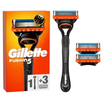 Abbildung von Gillette Fusion5 Rasierer für Männer, 1 Rasierer, 3 Ersatzklingen, Mit Gleitstreifen ein sanftes Gleiten und 5 Klingen eine gründliche, langanhaltende Rasur