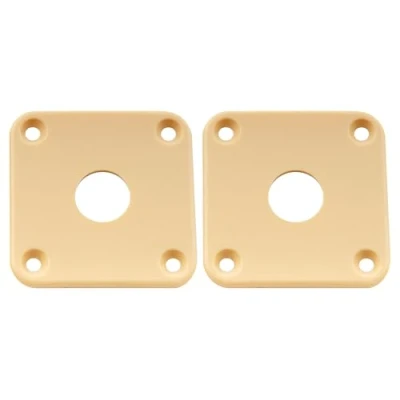 Abbildung von Musiclily Pro Kunststoff Jack Plate Gebogen Quadratisch Buchsenplatte für Epiphone USA Les Paul Style E Gitarre,Creme (2er Set)