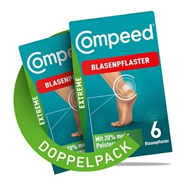 Abbildung von Compeed Blasenpflaster Extreme Doppelpack Hydrokolloid Pflaster für extra starken Schutz bei Blasen an den Fersen, 12