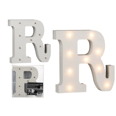 Abbildung von Beleuchteter Holz Buchstabe R, mit 9 LED, ca. 16 cm