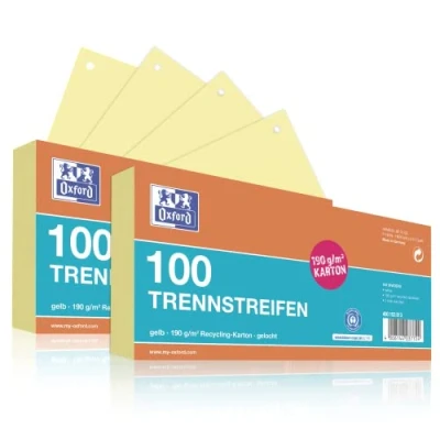Abbildung von Oxford Trennstreifen, aus Karton, gelocht, 190 g/m², gelb, 200 Stück