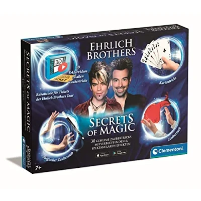 Abbildung von Clementoni Ehrlich Brothers Secrets of Magic Zauberkasten für Kinder ab 7 Jahren Magisches Equipment 30 verblüffende Zaubertricks inkl. 3D Erklärvideos 59312