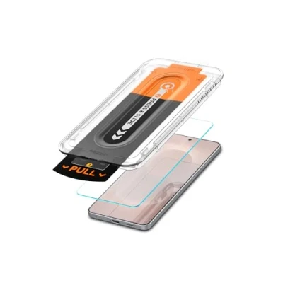 Abbildung von Spigen Glas.tR EZ Fit Pro Schutzfolie kompatibel mit Samsung Galaxy S25 Edge, 2 Stück, inklusive Installationskit, Kratzfest, Kristallklar, 9H Härte