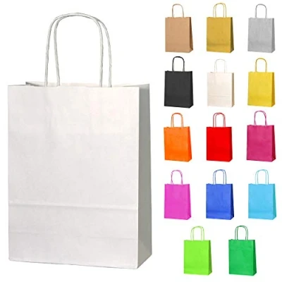 Abbildung von Thepaperbagstore 5 Papiertüten für Partys und Geschenke mit Griffen Weiß 180x220x80mm