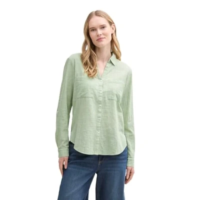 Abbildung von TOM Tailor SLUB Structure Hemdbluse, Damen, Größe: 36, True green