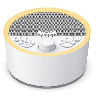 Abbildung von Renpho White Noise Machine, Einschlafhilfe Erwachsene mit 29 beruhigenden Geräuschen, Weißes Rauschen 8 Farbig Einstellbares Nachtlicht, Weisses für Besseren Schlaf