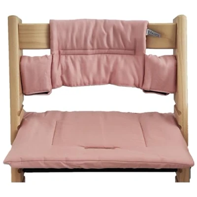 Abbildung von Shabany® Hochstuhl Sitzkissen 100% Bio Baumwolle Classic Kissen Sitzbezug Hochstuhlauflage 2 teilig passend für Stokke Tripp Trapp Kinderhochstuhl maschinenwaschbar einfache Befestigung
