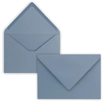 Abbildung von 100x Briefumschläge B6 17,5 x 12,5 cm Graublau Nassklebung mit spitzer Klappe 120 g/m² Für Hochzeit, Gruß Karten, Einladungen
