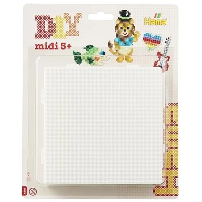 Abbildung von Hama Perlen 4581 Große Stiftplatten 4er Set für Midi Bügelperlen mit Durchmesser 5 mm, Quadrate zum Verbinden in weiß, kreativer Bastelspaß Groß und Klein
