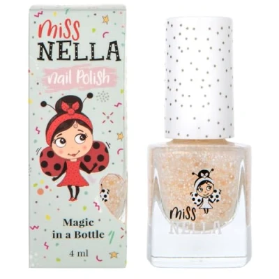 Abbildung von Miss Nella If The Shoe Fits abziehbarer Nagellack speziell für Kinder, gold Glitzer, Peel Off Formel, ungiftig, wasserbasiert und geruchsneutral
