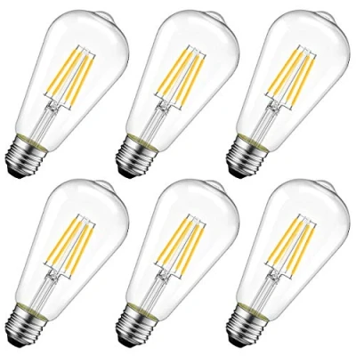Abbildung von LVWIT Glühlampe LED Classic Edison Lampe E27, 4W ersetzt 40 Watt, 470lm, 2700K warmweiß, ST64 vintage (6er Pack)