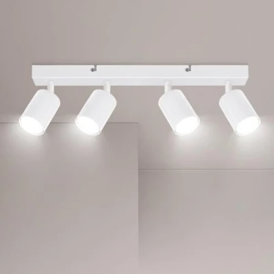 Abbildung von Ketom Deckenstrahler 4 Flammig GU10 LED Weiß Modern Deckenlampe Strahler 43cm/17inch, Ohne Leuchtmittel