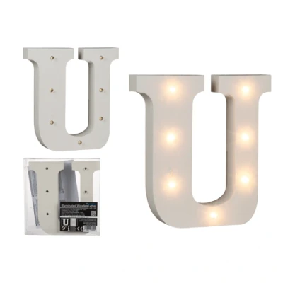 Abbildung von Beleuchteter Holz Buchstabe U, mit 7 LED, ca. 16 cm