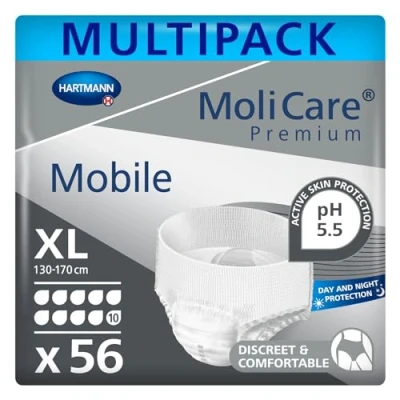 Abbildung von MoliCare Premium Mobile Einweghose: Diskrete Anwendung bei Inkontinenz für Frauen und Männer; 10 Tropfen, Gr. XL (130 170 cm Hüftumfang), 4x14 Stück