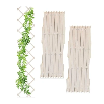 Abbildung von Relaxdays Rankgitter, ausziehbar, 3er Set, Rankhilfe für Kletterpflanzen, 180 cm, Garten, Balkon &amp; Terrasse, Holz, weiß