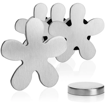 Abbildung von com four® 4X Tischdeckenbeschwerer Tischtuchgewichte aus Edelstahl magnetische Tischtuchklammer ca. 45 g