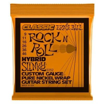 Abbildung von Ernie Ball Hybrid Slinky klassische Rock‘n‘Roll E Gitarrensaiten, reine Nickelwicklung, Stärke 946