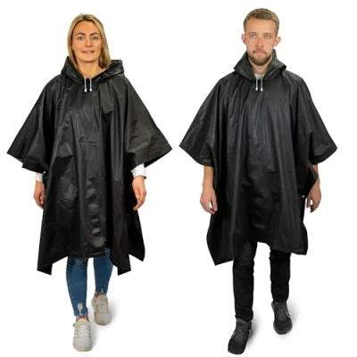 Abbildung von REDSTAR 2er Pack Regenponcho wasserdicht Regenmäntel Damen und Herren Wiederverwendbares Regencape für Erwachsene Friesennerz, Fahrrad Regenbekleidung, Festival Gadget, Wandern Zubehör