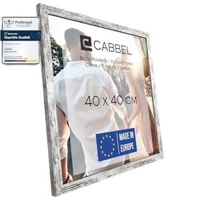 Abbildung von CABBEL Bilderrahmen 40x40 cm, Birke, stabiles MDF Holz Rahmen, bruchsicherem Plexi Glas, zum Aufhängen, ideal für Fotos/Bilder/Collage