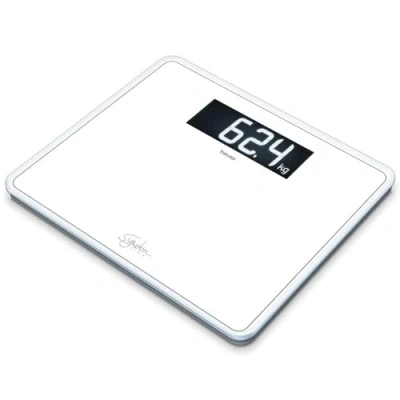 Abbildung von Beurer GS 410 white Signature Line Glas /Personenwaage, mit extra großer Trittfläche aus superweißem Sicherheitsglas, stylischem Schwarz Display im XXL Format und Tragkraft bis 200 kg