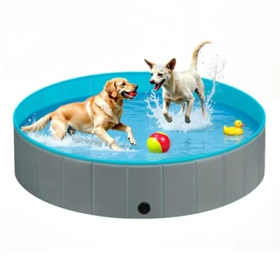 Abbildung von EUGAD Hundepool für mittelgroße Hunde, faltbares Planschbecken, Hundebadewanne, Swimmingpool, 120x30cm Grau 0006GYYC