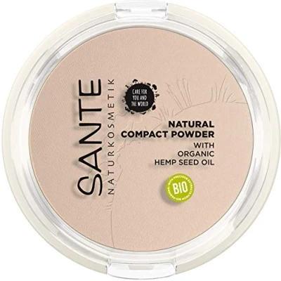Abbildung von SANTE Naturkosmetik Natural Compact Powder 01 Cool Ivory, ideal für helle Hauttöne, mattiert und fixiert langanhaltend, einen natürlichen Glow, mit Bio Hanfsamenöl, Vegan, 9g