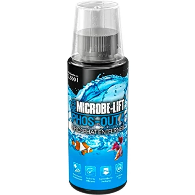 Abbildung von MICROBE LIFT Phos Out 4 118 ml Hochwirksamer flüssiger Phosphat Entferner, verbessert Wasserqualität in Allen Aquarien, frei von Lanthan, bindet effektiv Phosphate.