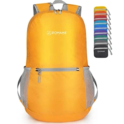 Abbildung von ZOMAKE Ultraleicht Faltbarer Rucksack Packbare Backpacks 20L,Kleiner Faltbar Rucksäcke Wanderrucksack Wasserdicht für Damen Herren Outdoor Wandern(Gelb)