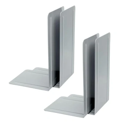 Abbildung von Alco Albert 4303 10 4 Buchstützen aus Metall, Stück, grau, 14 x 24 13 cm, für Schule, Büro und Zuhause