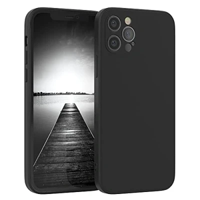 Abbildung von EAZY Case Silikonhülle für iPhone 12 Pro Hülle Silikon Schwarz stoßfeste Handyhülle Schutzhülle mit Kameraschutz Dünn Premium Schutz Cover TPU Phone Bumper in Matt