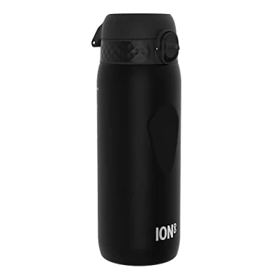 Abbildung von Ion8 Trinkflasche, 750ml, Auslaufsicher, Einhandöffnung, Sichere Verriegelung, Spülmaschinenfest, BPA frei, Tragegriff, Klappdeckel, Handgeformter Griff, Leicht zu Reinigen, Klimaneutral, Schwarz