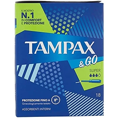Abbildung von Tampax und Go super Tampons, 18 Stück (1er Pack)