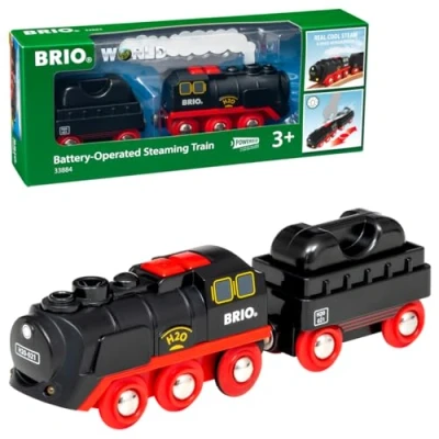 Abbildung von BRIO World 33884 Batterie Dampflok mit Wassertank Lokomotive Eisenbahn echtem kühlen Dampf und Wasserbehälter zum Nachfüllen Empfohlen ab 3 Jahren, tolles