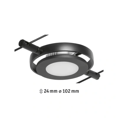Abbildung von Paulmann 94419 CorDuo LED Seilsytem Spot RoundMac DC incl. 1x4,5 Watt erweiterbar Schwarz matt, Chrom Drahtseil Metall 3000 K