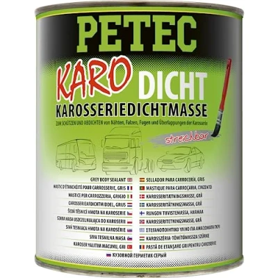 Abbildung von PETEC Karo Dicht Karosseriedichtmasse grau 1000 g Dose, Karosserie Dichtmasse überlackierbar, streichbar, Pinseldose 94130