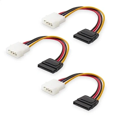Abbildung von Cable Matters 3er Pack 4 Pin Molex zu Sata StromKabel (Molex Adapter Kabel, Molex) 15 cm
