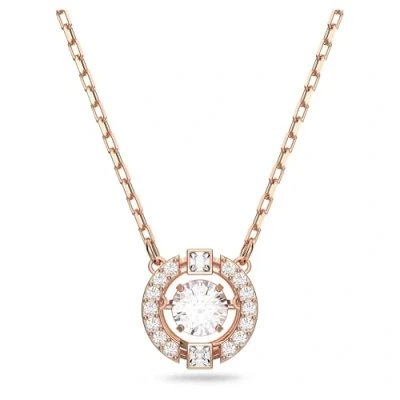 Abbildung von Swarovski Sparkling Dance Halskette, Rund, Weiss, Roségold Legierungsschicht