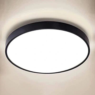 Abbildung von NUODIFAN LED Deckenleuchte,24W Deckenlampe,2400LM Ultra Dünn Schwarz 4000K Wasserfest IP65 Badzimmer Deckenlampe,Rund Ø28 Deckenleuchte Flimmerfreie Lampe, Lampen
