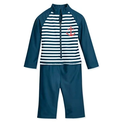 Abbildung von Playshoes UV Schutz Einteiler Unisex Kinder Badeanzug Schwimmanzug Badebekleidung, Maritim Langarm, 98/104
