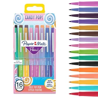 Abbildung von PAPER MATE Flair Filzstifte mittlere Spitze (0,7mm) Candy POP Farben 16 Stück